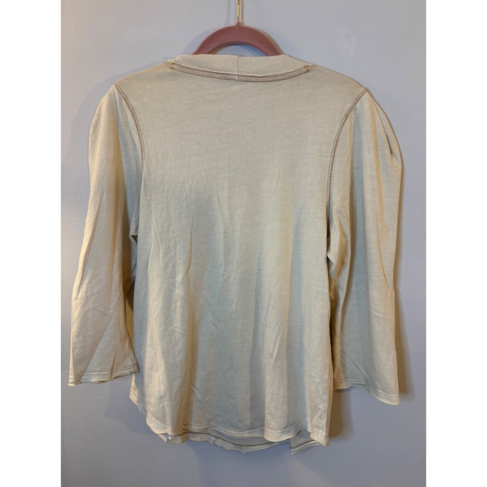 We The Free People Beige Cotton 3/4 Sleeve T Shirt M - Picture 6 of 6